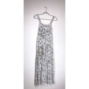 Becool Sage Green Floral Smocked Back Maxi Dress Small Sleeveless Sundress